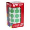 Apli Rollo de 1.770 Gomets Redondos Ø 20mm - Adhesivo Permanente con Base de Agua - Libre de Disolventes - Color Verde