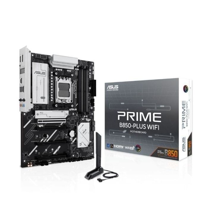 Asus Prime B850 PLUS WIFI Placa Base AM5 -WiFi, Bluetooth, 4x DDR5, 3x M2, 4x Sata III, PCIe 3.0, 4.0, 5.0,USB 2.0, 3.2, USB-C, RJ-45, HDMI, DisplayPort, ATX