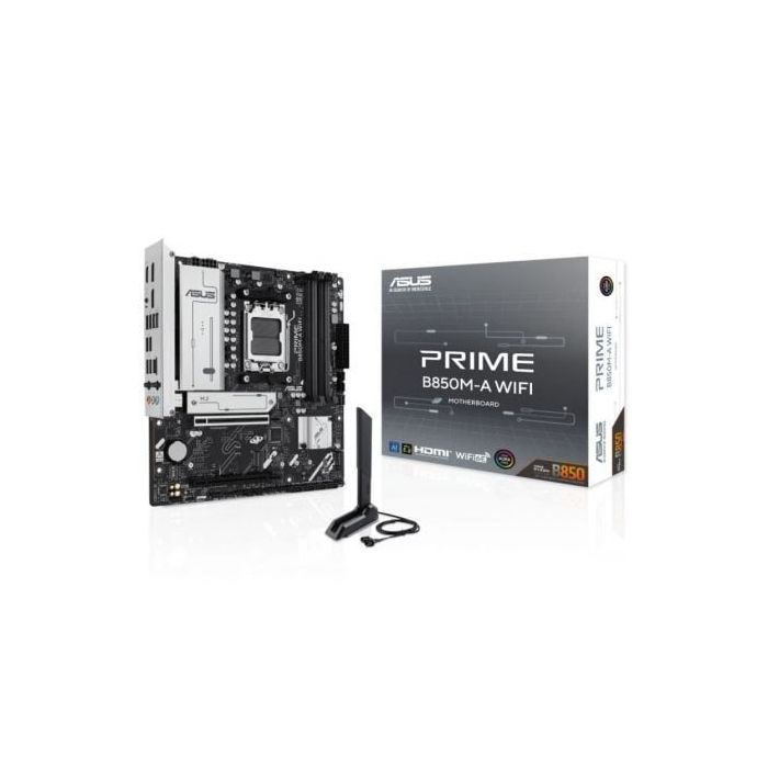 Asus Prime B850M-A WIFI Placa Base AM5 -WiFi, Bluetooth, 4x DDR5, 3x M2, 4x Sata III, PCIe 3.0, 4.0, USB 2.0, 3.2, USB-C, RJ-45, HDMI, DisplayPort - Factor de Forma MicroATX