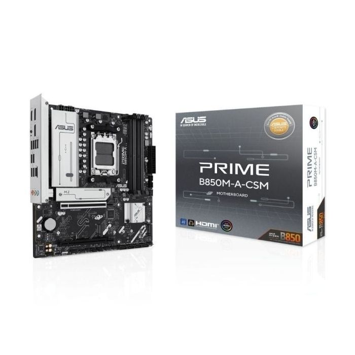 Asus Prime B850M-A-CSM Placa Base AM5 - 4x DDR5, 3x M2, 4x Sata III, PCIe 3.0, 4.0, USB 2.0, 3.2, USB-C, RJ-45, HDMI, DisplayPort, MicroATX