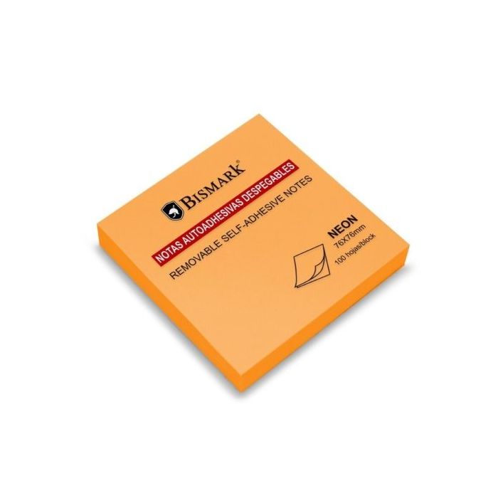 Bismark Bloc de 100 Notas Adhesivas 76x76mm - Color Naranja Neon