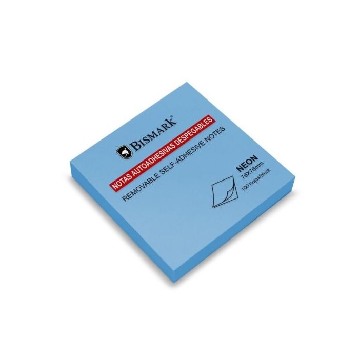 Bismark Bloc de 100 Notas Adhesivas 76x76mm - Color Azul Neon