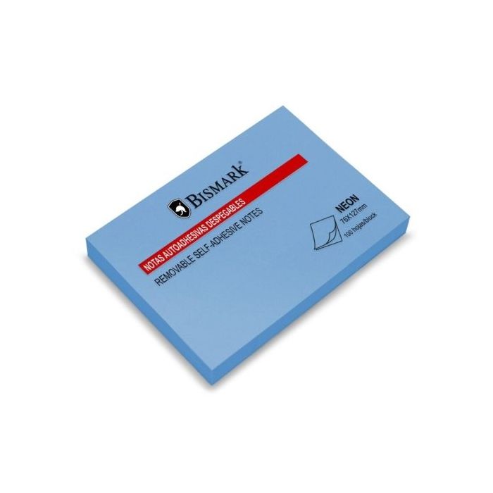 Bismark Bloc de 100 Notas Adhesivas 76x127mm - Color Azul Neon