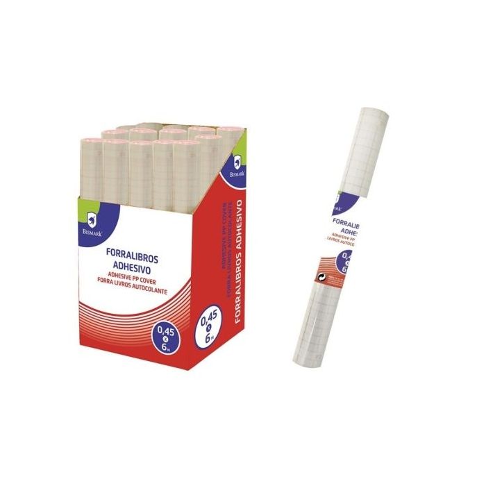 Bismark Rollo de Polipropileno 6x0.45m - Autoadhesivo - Cuadricula de Precision - Transparente
