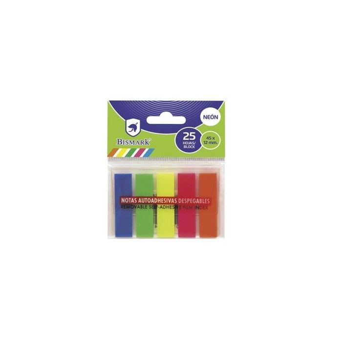 Bismark Pack de 125 Indices Adhesivos 45mm x 12mm - Colores Neon Surtidos