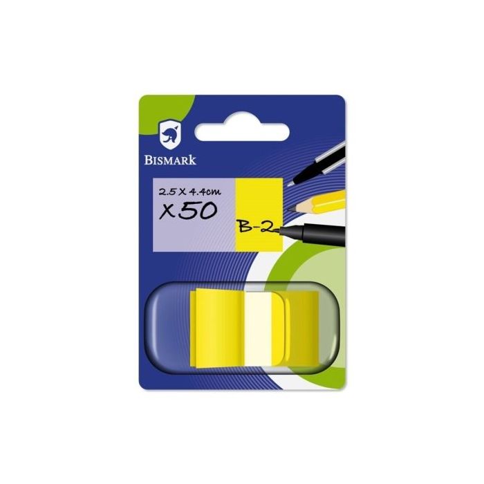 Bismark Dispensador con 50 Marcadores Reposicionables 44 x 25mm - Para Marcar, Señalar o Destacar Informacion - Color Amarillo