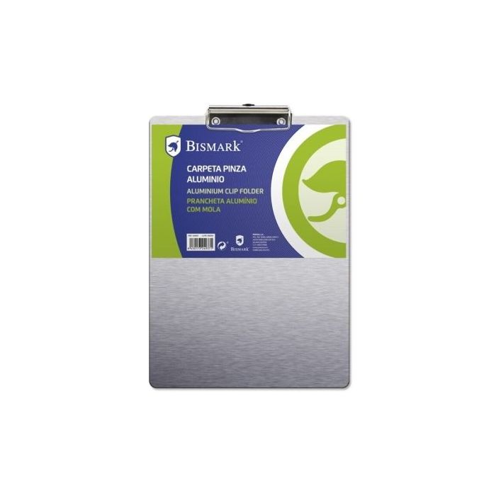 Biskmark Carpeta Sujetapapeles con Base de Aluminio y Pinza Metalica - Formato Folio