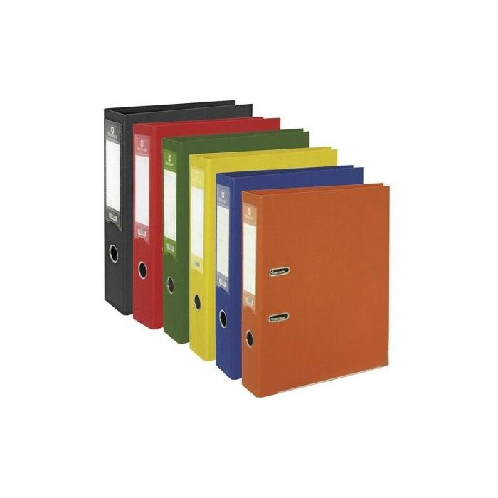 Bismark Pack de 25 Archivadores A-Z Formato Folio - PVC de Gran Resistencia - Tarjetero en el Lomo - Cartoneras Metalicas en el Borde Inferior - Mecanismo de Palanca - Colores Surtidos