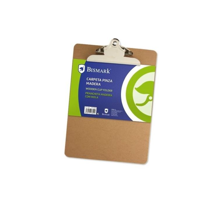 Bismark Carpeta Sujetapapeles con Base de Madera y Pinza Metalica - Formato A5