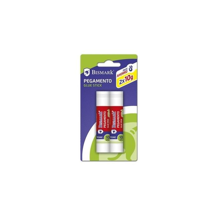 Bismark Pack de 2 Barras de Pegamento 10gr - Multiusos - Sin Disolventes - Uso Escolar