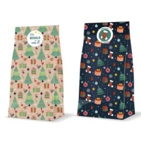 Bismark Pack de 3 Sobres Papel Kraft 60grs con 3 Pegatinas para Cierre - Medidas 20x42x8cm - Ideal para Regalos - 2 Diseños Navideños Aleatorios