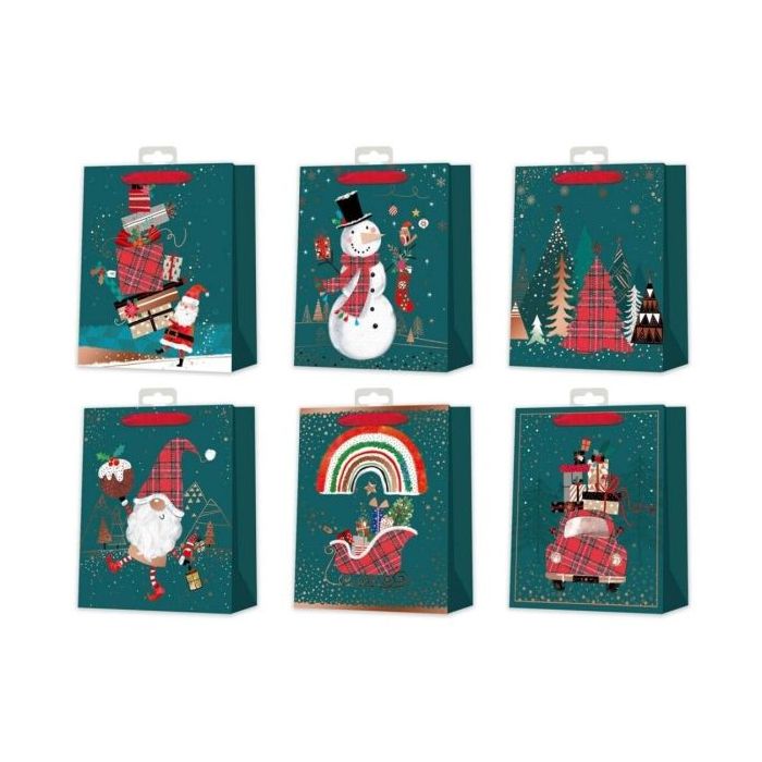 Bismark Bolsa de Papel Navidad - Impresion Foil - 6 Diseños Diferentes
