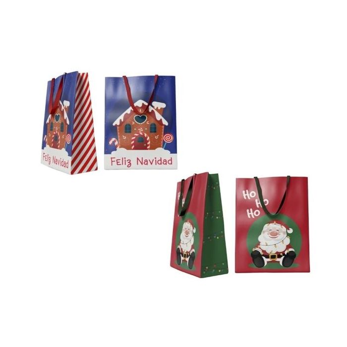 Bismark Bolsa de Papel Navidad Jumbo - Tarjeta para Personalizar - 2 Diseños Diferentes Aleatorios