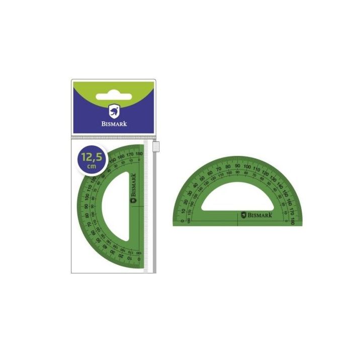 Bismark Transportador de Angulos Acrilico 12.5cm - Alta Calidad - Funda con Cierre - Color Verde