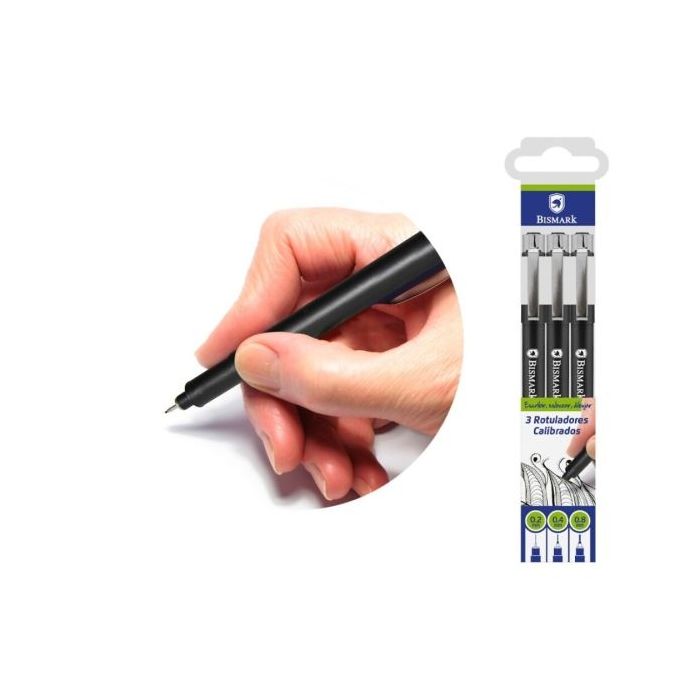 Bismark Pack 3 Rotuladores Calibrados 0.2, 0.4, 0.8mm - Color Negro