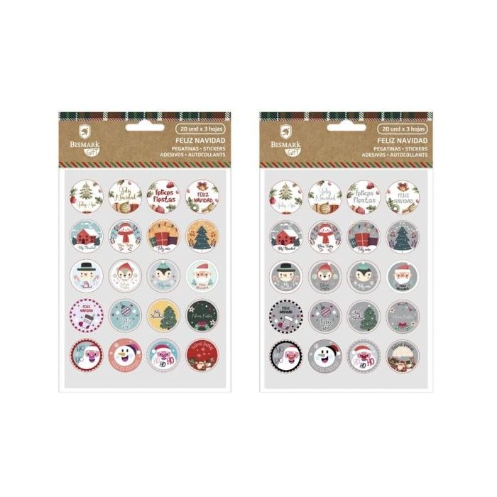 Bismark Pack de 60 Pegatinas Navideñas - Ideales para Decorar Regalos