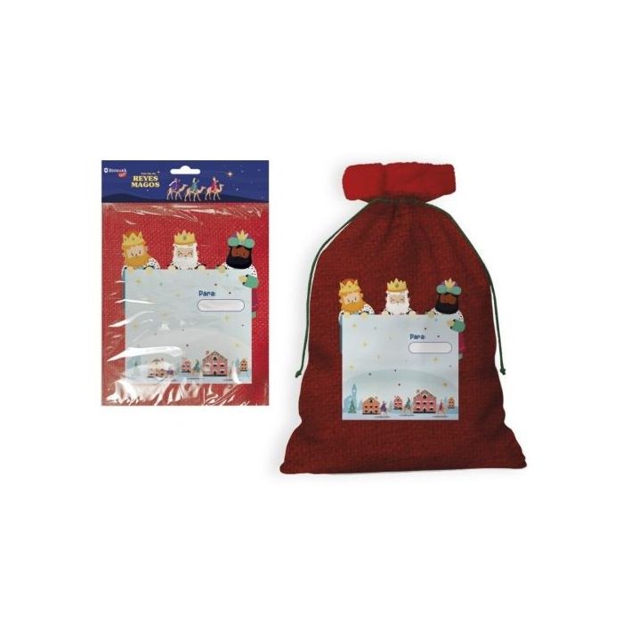 Bismark Saco Grande para Regalos Reyes Magos 50x70cm - Con Prate para Personalizar con el Nombre