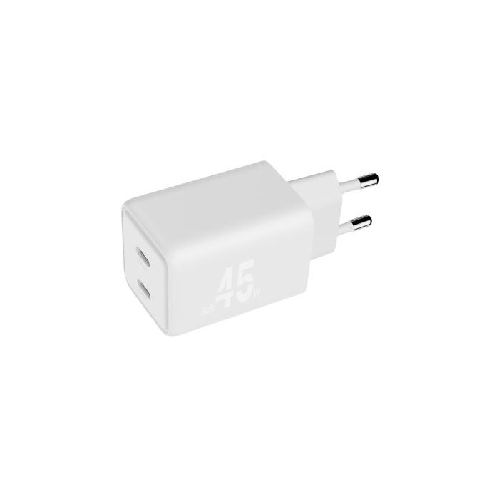 Blackbyte by Pedro Buerbaum Cargador GaN Doble PD de 45W - 2xUSB-C - Carga Rapida PPS - Color Blanco