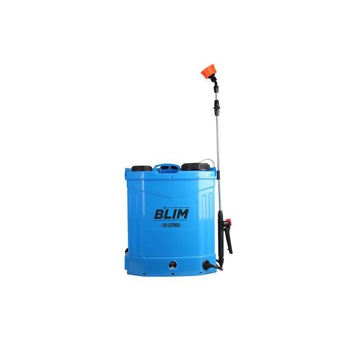 Blim Sulfatadora de Espalda a Bateria 12V 20L - Doble Bomba - Rango de Presion 0 - 0.65mpa - Tanque Ergonomico - Asa Superior - Regulador de Potencia - Lanza Inoxidable - Color Azul