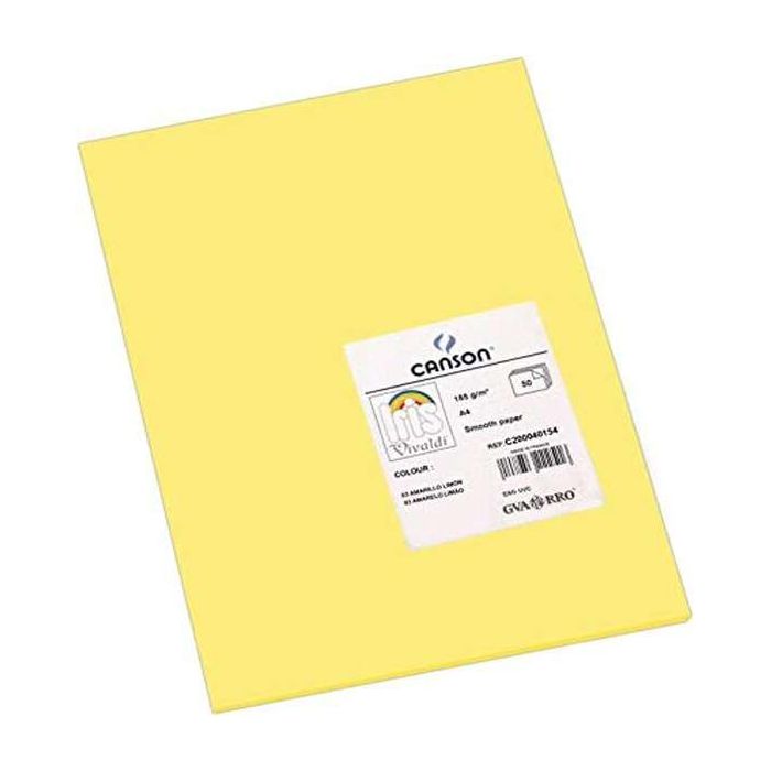 Canson Guarro Pack de 50 Cartulinas Iris A4 de 185g - 21x29.7cm - Color Amarillo Limon