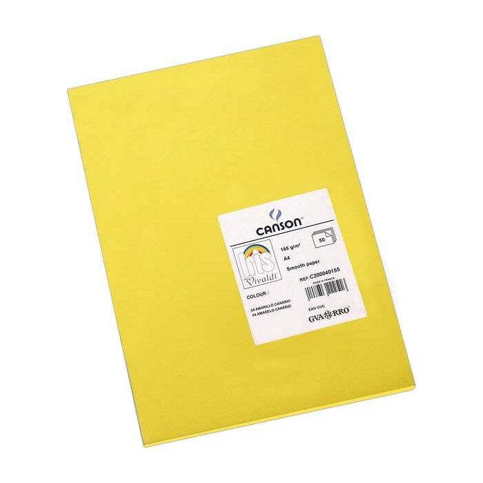 Canson Guarro Pack de 50 Cartulinas Iris A4 de 185g - 21x29.7cm - Color Amarillo Canario
