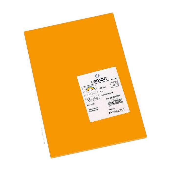 Canson Guarro Pack de 50 Cartulinas Iris A4 de 185g - 21x29.7cm - Color Mandarina