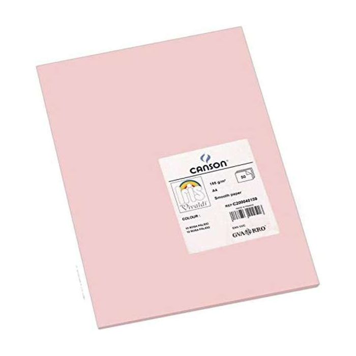 Canson Guarro Pack de 50 Cartulinas Iris A4 de 185g - 21x29.7cm - Color Rosa