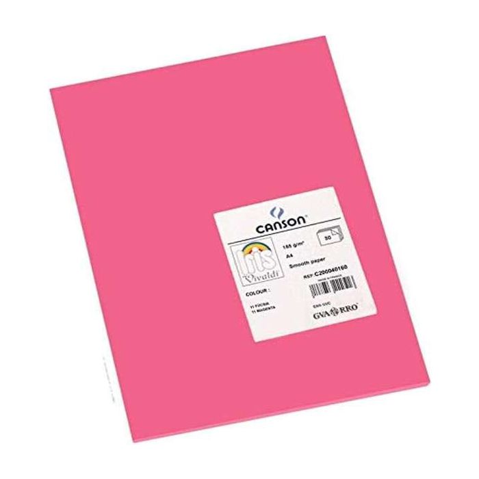 Canson Guarro Pack de 50 Cartulinas Iris A4 de 185g - 21x29.7cm - Color Fucsia