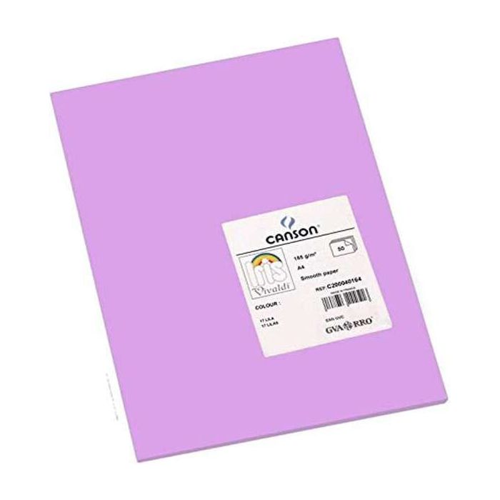 Canson Guarro Pack de 50 Cartulinas Iris A4 de 185g - 21x29.7cm - Color Lila