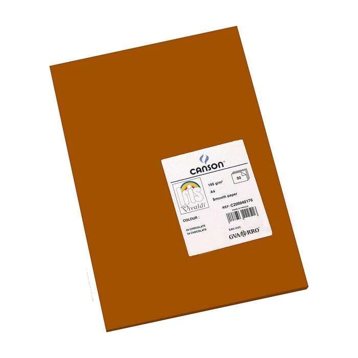 Canson Guarro Pack de 50 Cartulinas Iris A4 de 185g - 21x29.7cm - Color Chocolate