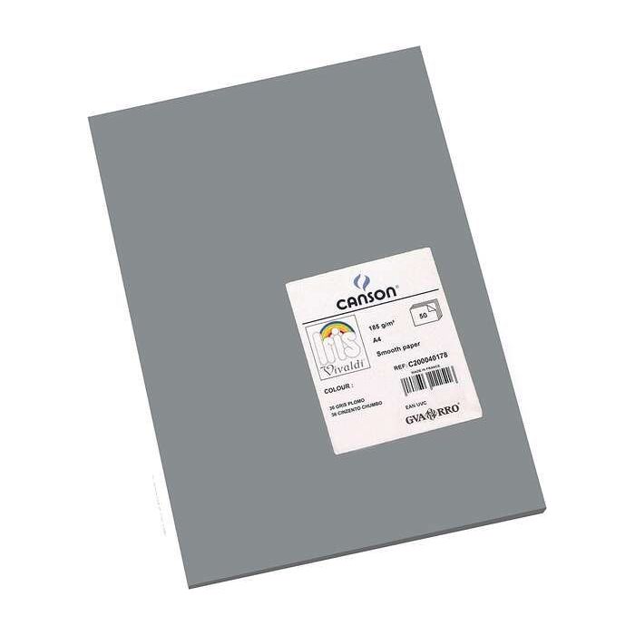 Canson Guarro Pack de 50 Cartulinas Iris A4 de 185g - 21x29.7cm - Color Gris Plomo