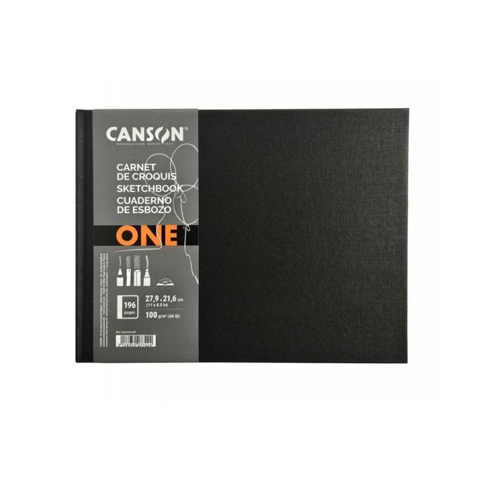 Canson Sketch One Cuaderno Apaisado con 98 Hojas - 27.9x21.6m - 100g - Grano Fino - Color Blanco