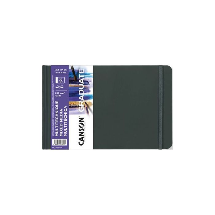 Canson Graduate Mix Media Cuaderno - 36 Hojas de 21.6x14cm - 200g - Grano Fino - Color Blanco