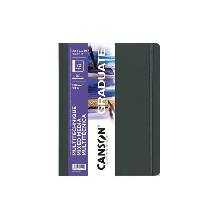 Canson Graduate Mix Media Cuaderno - 36 Hojas de 21.6x27.9cm - 200g - Grano Fino - Color Blanco