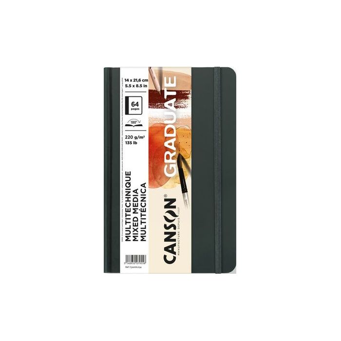 Canson Graduate Mix Media Cuaderno con 32 Hojas - 14x21.6cm - 220g - Grano Fino - Color Ocre