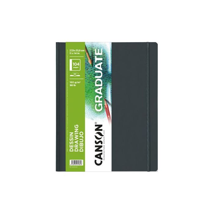 Canson Graduate Dibujo Cuaderno con 52 Hojas - 27.9x35.6cm - 160g - Grano Fino - Color Blanco