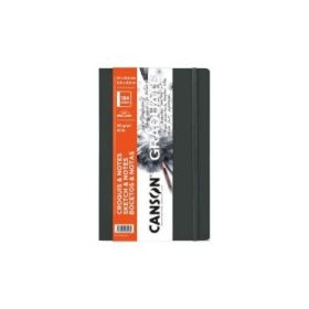 Canson Graduate Sketch Cuaderno con 92 Hojas - 14x21.6cm - 90g - Grano Fino - Tapa Dura - Color Gris Oscuro