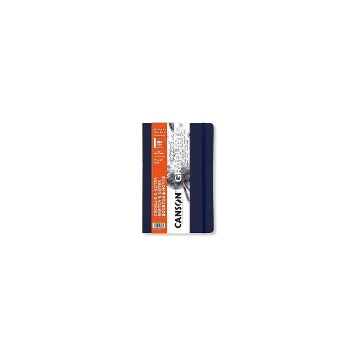 Canson Graduate Sketch Cuaderno con 92 Hojas - 14x21.6cm - 90g - Grano Fino - Tapa Blanda - Color Azul Oscuro