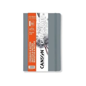 Canson Graduate Sketch Cuaderno con 92 Hojas - 14x21.6cm - 90g - Grano Fino - Tapa Blanda - Color Gris Claro