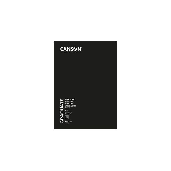 Canson Graduate Dibujo y Esbozo Cuaderno Grapado con 20 Hojas A4 - 140g - Grano Fino - Color Blanco