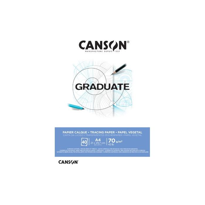 Canson Graduate Vegetal Bloc Encolado de 40 Hojas A4 - 75g - Color Blanco