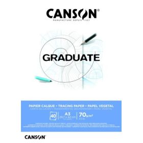 Canson Graduate Vegetal Bloc Encolado de 40 Hojas A3 - 75g - Color Blanco