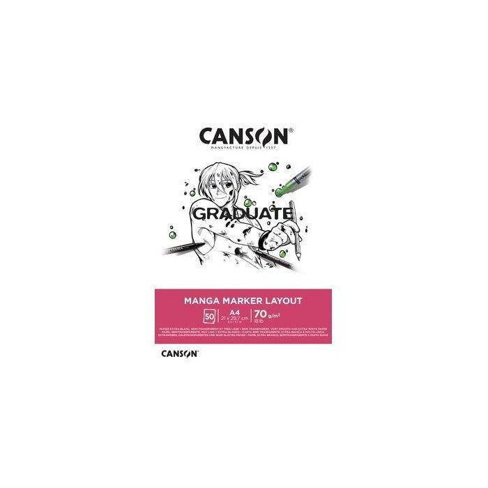 Canson Graduate Manga Layout Bloc Encolado de 20 Hojas A3 - 70g - Extraliso - Color Blanco