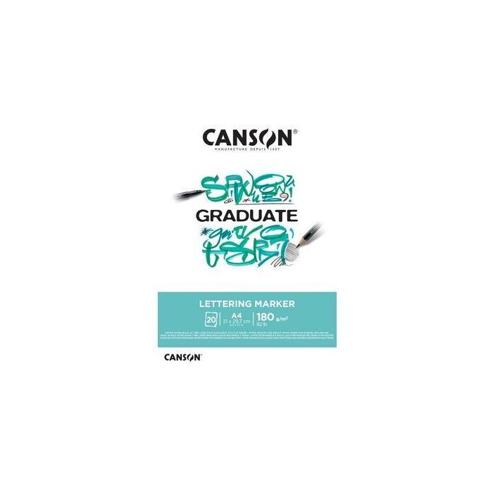 Canson Graduate Lettering Rotulador Bloc Encolado de 20 Hojas A3 - 180g - Satinado - Color Blanco