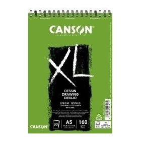 Canson XL Dibujo Album Espiral de 30 Hojas A5 - 160g - Grano Ligero - Color Blanco