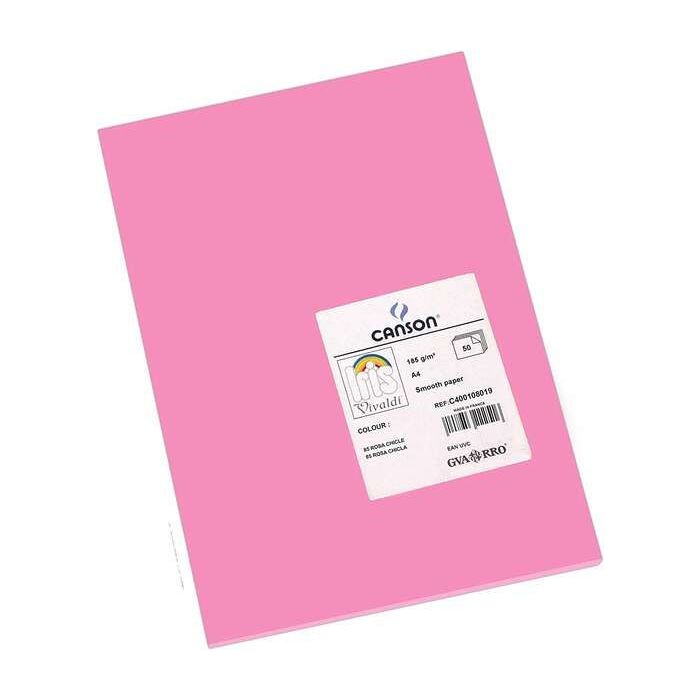 Canson Guarro Pack de 50 Cartulinas Iris A4 de 185g - 21x29.7cm - Color Rosa Chicle
