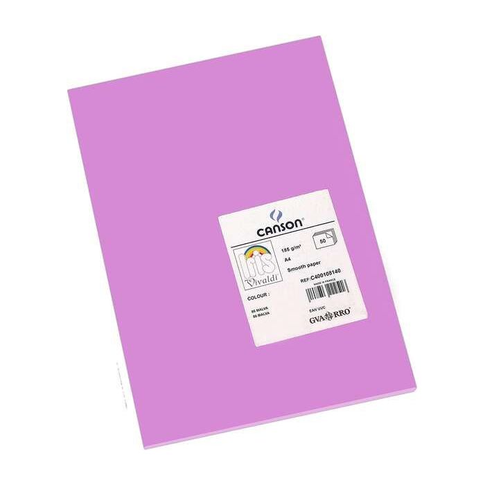 Canson Guarro Pack de 50 Cartulinas Iris A4 de 185g - 21x29.7cm - Color Malva