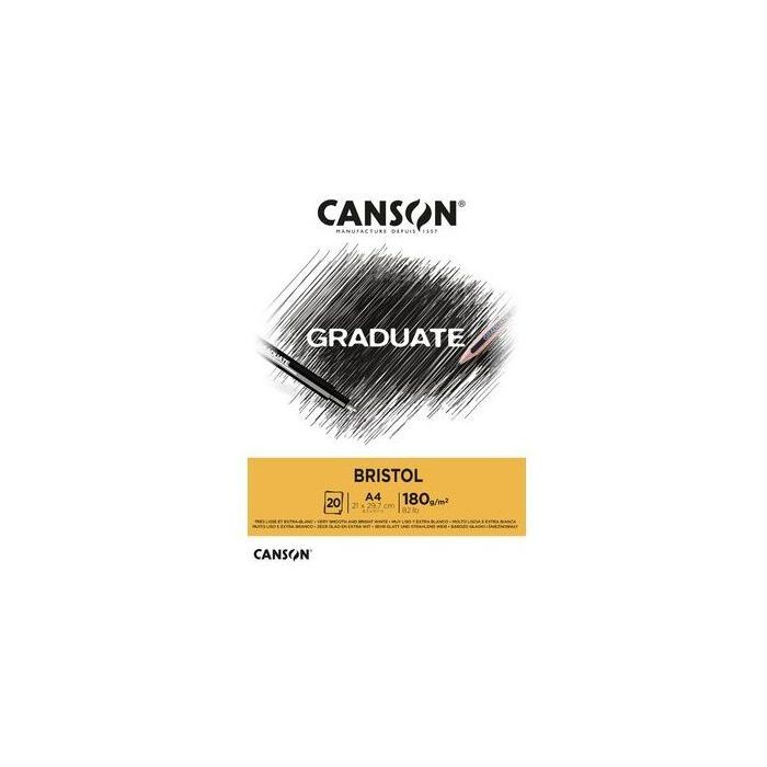 Canson Graduate Bristol Bloc Encolado de 20 Hojas A5 - 180g - Extraliso - Color Blanco
