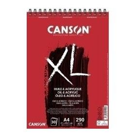 Canson XL Oleo & Acrilico Album Espiral de 30 Hojas A4 - 290g - Grano Fino - Color Blanco
