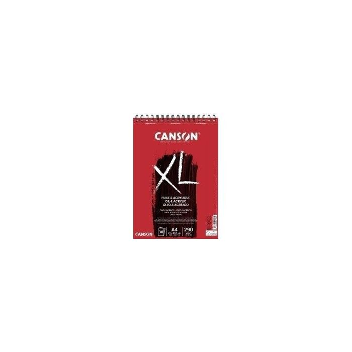 Canson XL Oleo & Acrilico Album Espiral de 30 Hojas A4 - 290g - Grano Fino - Color Blanco